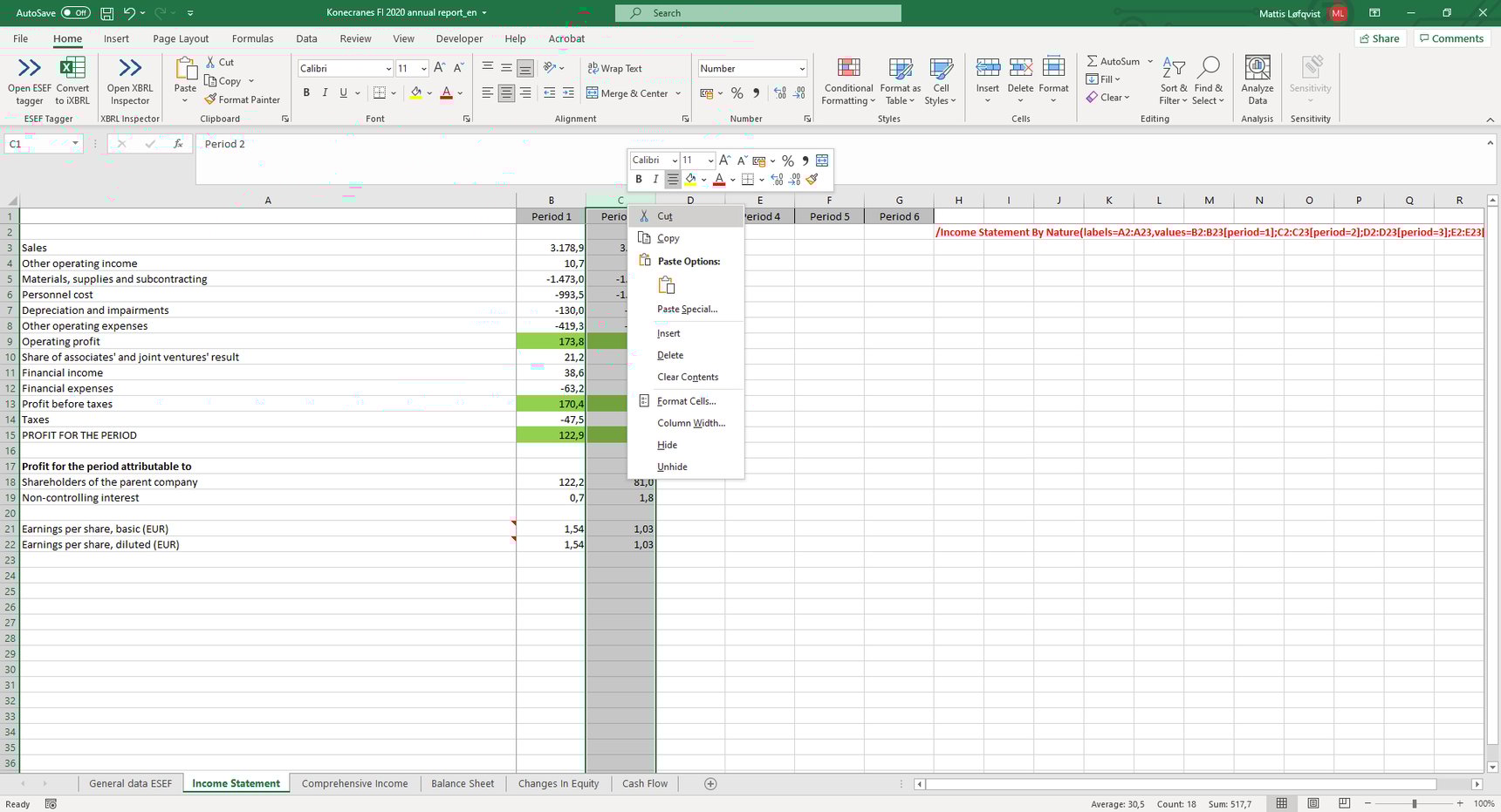 How to Change the Order of Reporting Periods